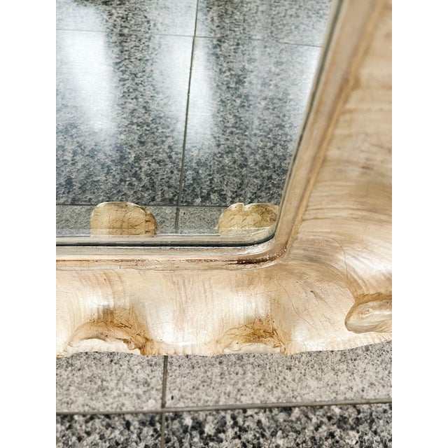 1940s Italian Silver Leaf Scalloped Wall Mirror For Sale - Image 10 of 12