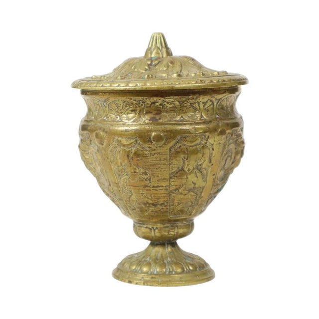 Gold Brass Cup with Lid Mythical Figure For Sale - Image 8 of 16