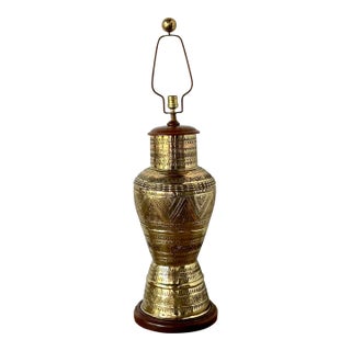 Vintage Boho Tooled Brass Lamp For Sale