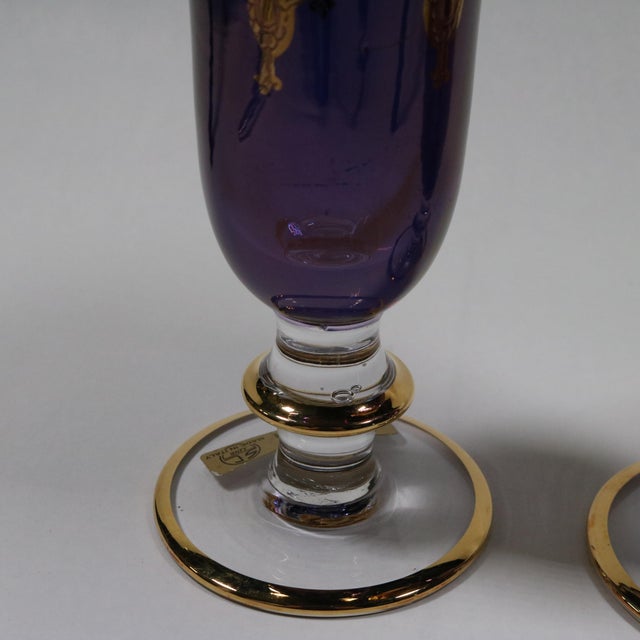 Amethyst Vintage Amethyst Arte Italica Gold Etched Rim Iced Tea Glasses - Set of 2 For Sale - Image 8 of 11