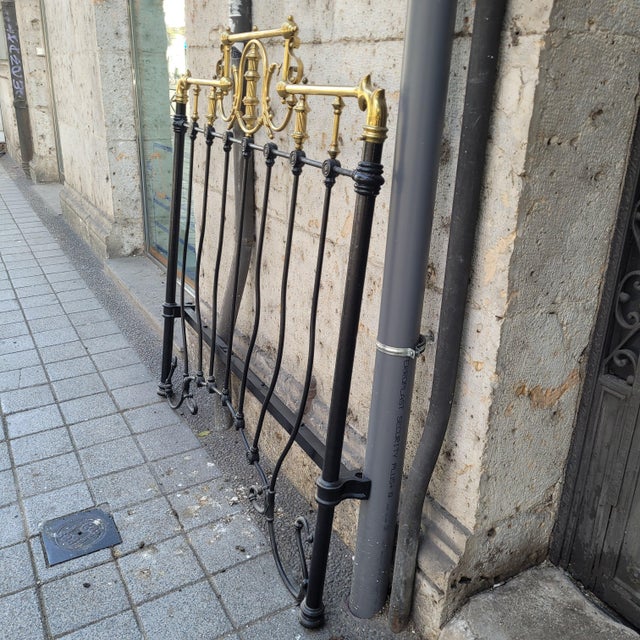 Metal Art Nouveau Style Wrought Iron Bed Headboard, Spain, 1930s For Sale - Image 7 of 18