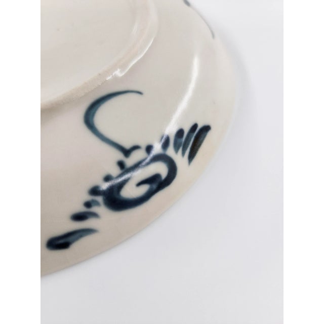 Late 20th Century Set of 6 Bat Tràng Hand-Painted Blue & White Vietnamese Ceramic Dessert Plates For Sale - Image 12 of 14