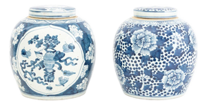 Chinese Blue & White Porcelain Ginger Jars, 2
