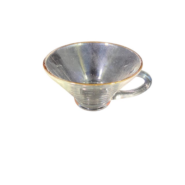 Mid 20th Century Art Deco Punch Bowl and Glasses Set- 6 Pieces For Sale In Indianapolis - Image 6 of 6