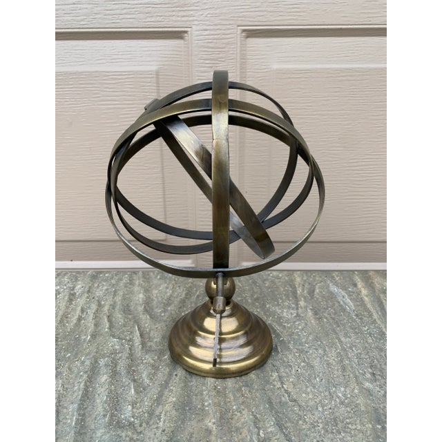 Vintage Brass Armillary Sphere Sundial Garden Ornament, English Country Style For Sale - Image 10 of 11