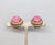 Vintage 1950s Signed Nettie Rosenstein Round Goldtone Cabochon Faux-Coral Clip Earrings- 2 Pieces For Sale - Image 4 of 7