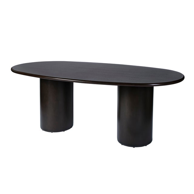 Black Kersten 84 in. W Oval Wood Double Pedestal Base Dining Table, Coffee For Sale - Image 8 of 8