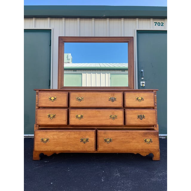 Vintage Ballman Cummings Solid Maple 8-Drawer Dresser With Mirror For Sale - Image 6 of 12