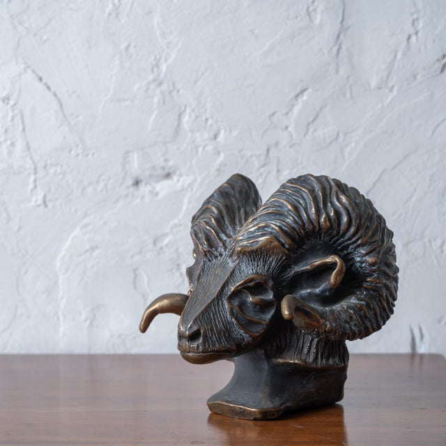 A Bronze Ram's Head, 20th Century For Sale In Savannah - Image 6 of 14