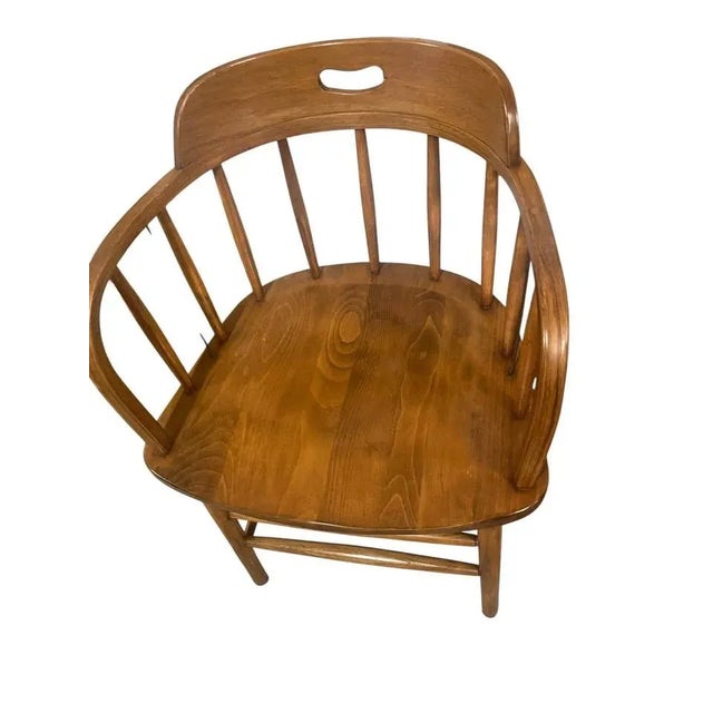 Mid 20th Century Pair of Vintage Boling Chair Company Wooden Club Captains Chairs For Sale - Image 5 of 9