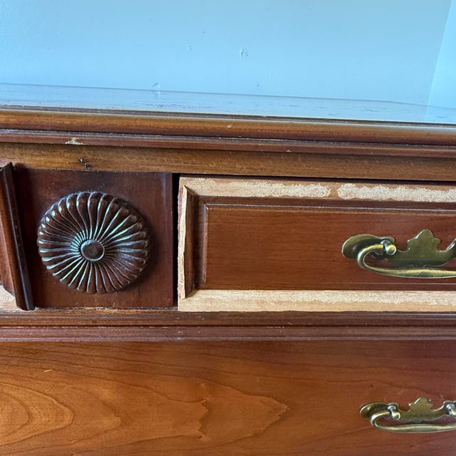 American Vintage Cherry Wood 6 Drawer Chest For Sale - Image 3 of 4