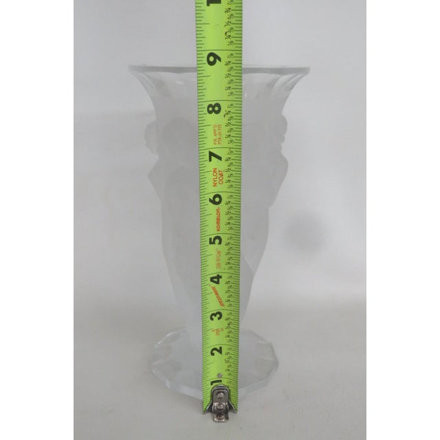 1970s Bohemia Desna Art Nouveau Style Frosted Crystal Sculptural 3 Nymphs Vase 4532b For Sale - Image 5 of 14