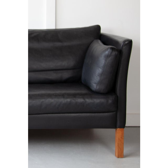 Mid-Century Modern Danish Black Leather Sofa, 1960s For Sale - Image 3 of 7