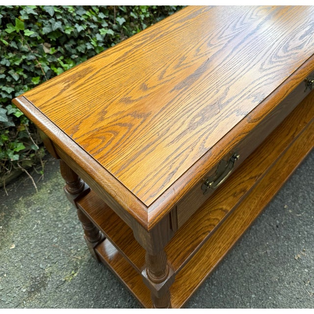 Brown Vintage Pennsylvania House Turned Legs Oak Console Table For Sale - Image 8 of 10