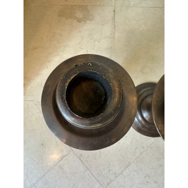 Vintage Monumental 16” Bronze Candlestick Holders -a Pair For Sale - Image 10 of 18
