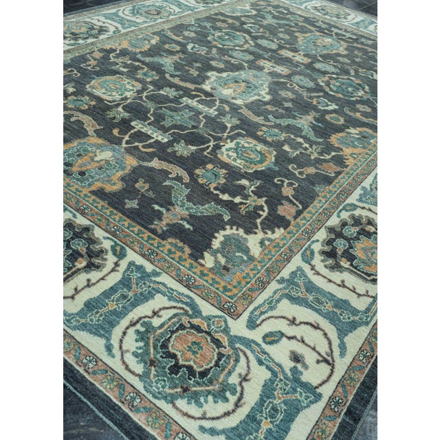 Navy Blue Turkish Oushak Antique Look Rug 9'3" x 13'2" #20061 For Sale - Image 8 of 8