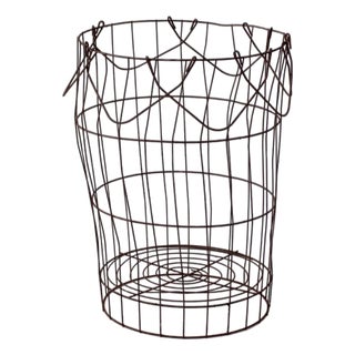 Antique Wire Gathering Basket For Sale