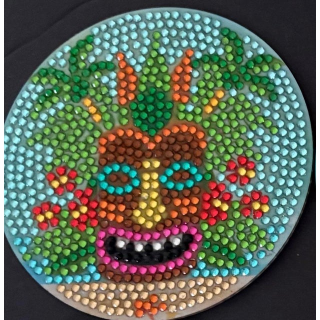 Set of 6 Vintage Tiki Rhinestone Coasters | Palm Springs Poolside Barware | Tropical Island Cocktail Coasters For Sale In Indianapolis - Image 6 of 9