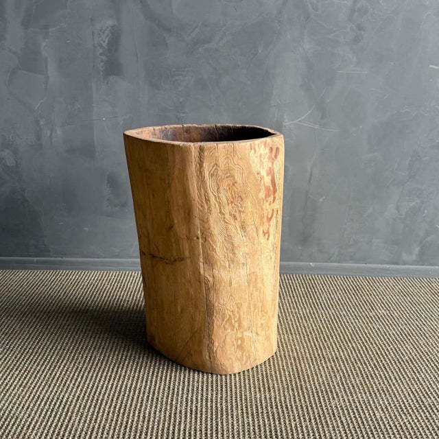 1960s Vintage Hollowed Out Wood Stump Vessel For Sale - Image 5 of 7
