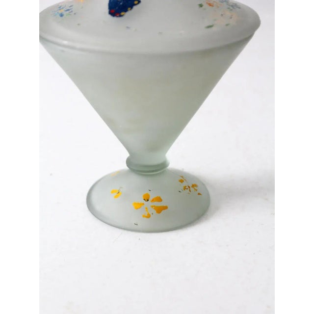 Glass Vintage Painted Satin Glass Candy Dish For Sale - Image 7 of 9