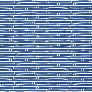 Schumacher X Studio Bon Dot Dash Fabric in Navy