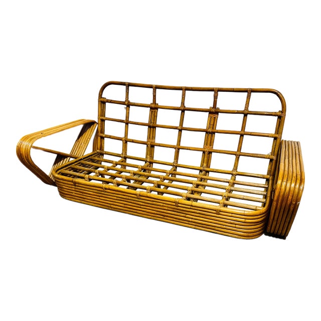 Mid-Century Bamboo Three-Seat Sofa Attributed to Paul Frankl For Sale