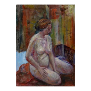 Mid Century Sitting Nude Figurative by Elmer Albritton