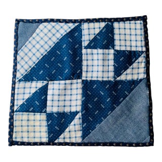 Handmade Americana Bow Tie Quilt Mat - Vintage Men's Shirting Fabrics For Sale