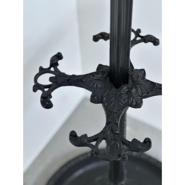 Large Ornate Cast Iron Hall Tree Coat Stand with Twelve Hooks For Sale - Image 4 of 14
