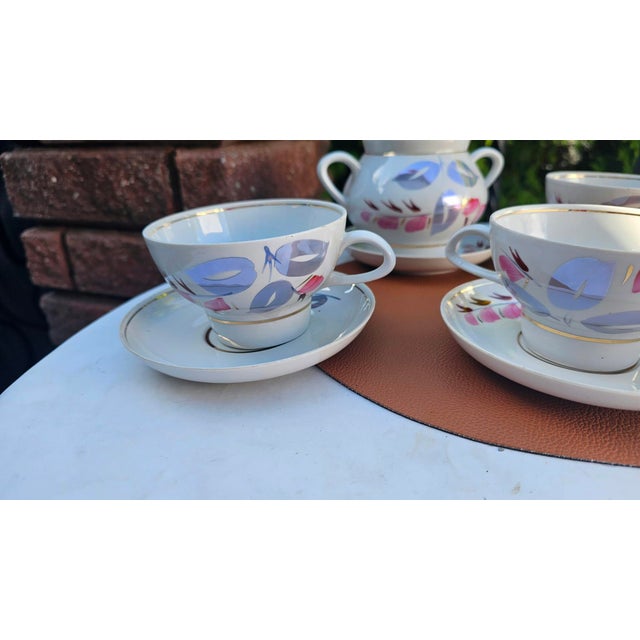 Arija, Riga Porcelain Factory, Latvia, USSR, porcelain coffee set, for 4 people, dimensions: sugar bowl – height 13 cm,...