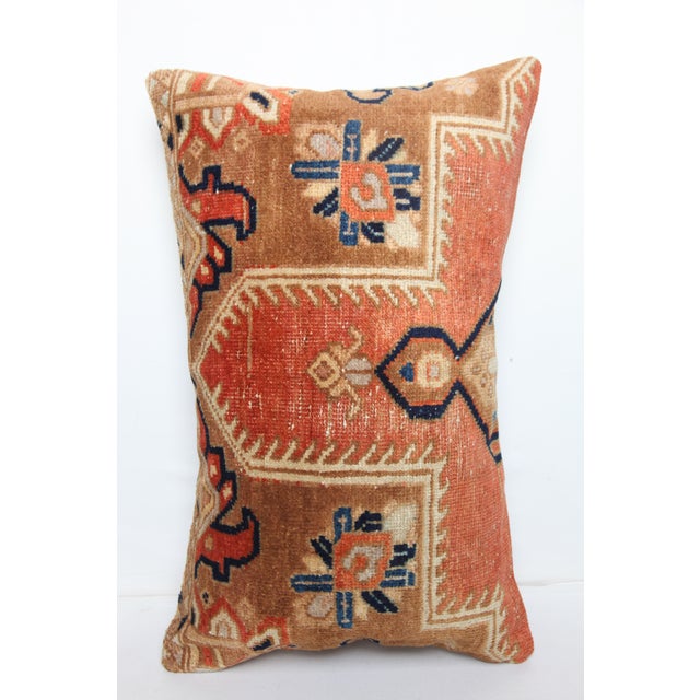 Shabby Chic Vintage Tribal Wool Rug Pillow -Rustic Home Decor Sitting Cushion -17'' X 27'' For Sale - Image 3 of 10