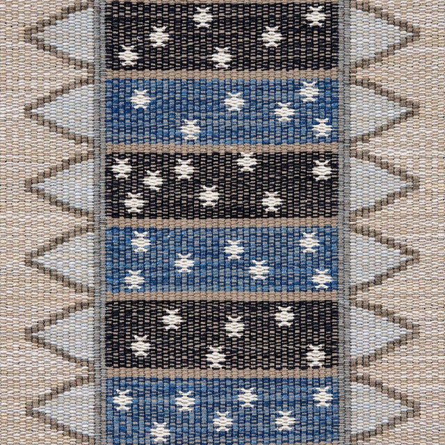 Traditional Sample - Schumacher Noor Kilim Stripe Fabric, Indigo For Sale - Image 3 of 4