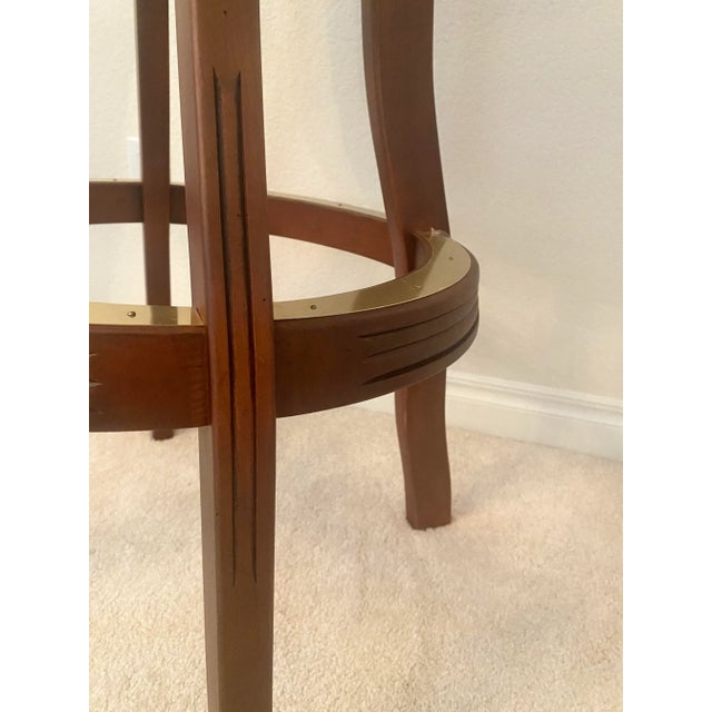 Solid Cherry Wood Swivel Exquisite Bar Stools Set of Four Excellent Mint Condition Late 20th Century For Sale - Image 14 of 18