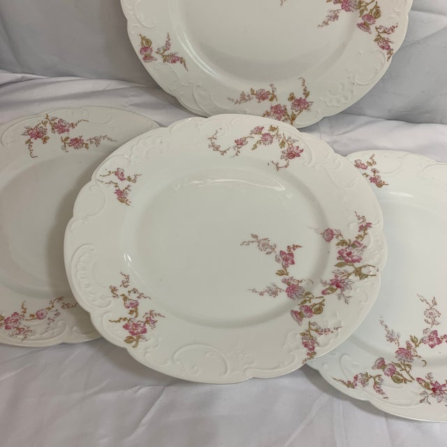 Victorian Antique French Limoges Service for 4 “Spray of Pink Flowers” on White Porcelain - 20 PCS For Sale - Image 3 of 11