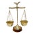 Vintage Petite Brass Balance Scale on Mahogany Base For Sale