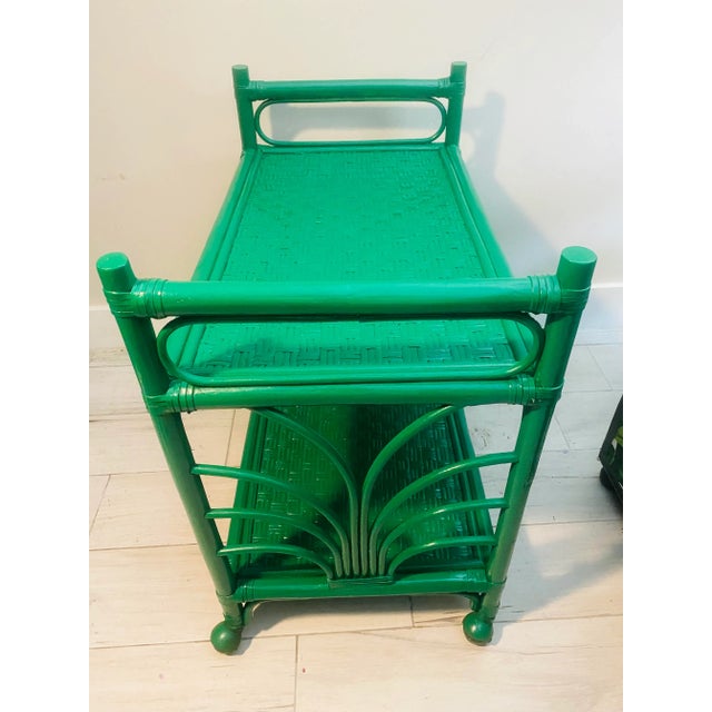 Mid-Century Modern Mid-Century Modern Bamboo & Rattan Bar Cart For Sale - Image 3 of 12