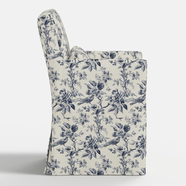 Slipcover for Stoffer Home x Cloth & Company for Lindy Dining Armchair in Bird Toile Navy For Sale In Chicago - Image 6 of 8
