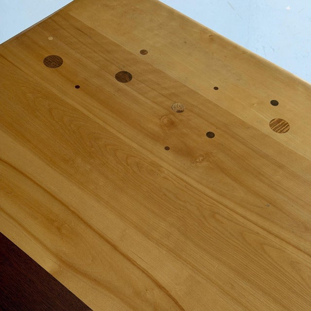 1980s Mixed Wood Sculptural Inlaid Dining Table/Desk Attributed to Steven Spiro For Sale - Image 10 of 12