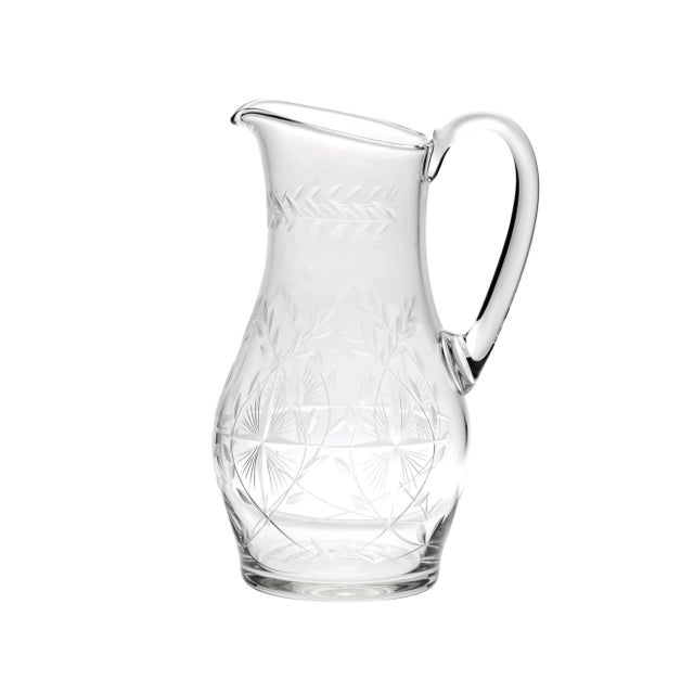 Mid 20th Century Graceful Cut Crystal Water Pitcher For Sale - Image 5 of 5