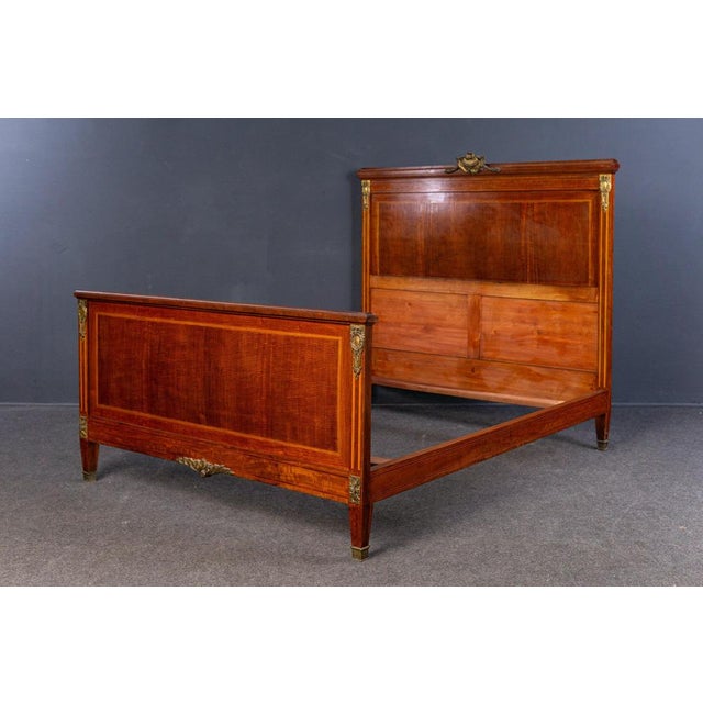 Art Nouveau Double Bed in Mahogany For Sale - Image 9 of 16