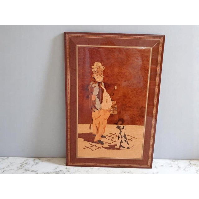 Rustic Vintage Italian Inlaid Marquetry Wall Art, 1960 For Sale - Image 3 of 18