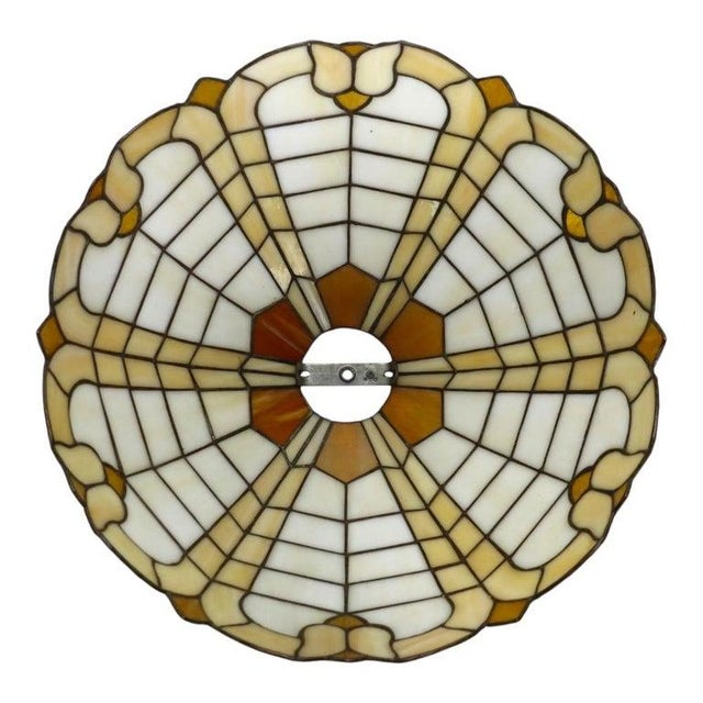 Bradley Hubbard 1920s Arts & Crafts Bradley & Hubbard Style Stained Leaded Glass Table Lamp For Sale - Image 4 of 11