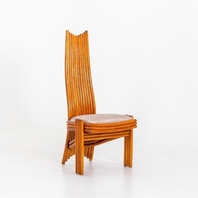 Brown 1970s Set of Six Modernist Tall Back Dining Chairs For Sale - Image 8 of 18