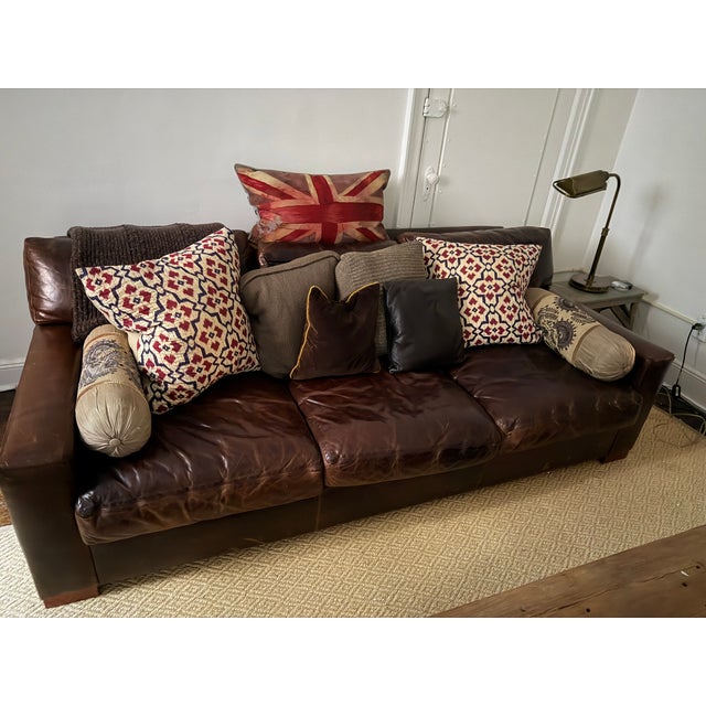 Restoration Hardware Maxwell Leather Queen Sleeper Sofa – Down-Filled cushions– 84" Beautiful Restoration Hardware Maxwell...