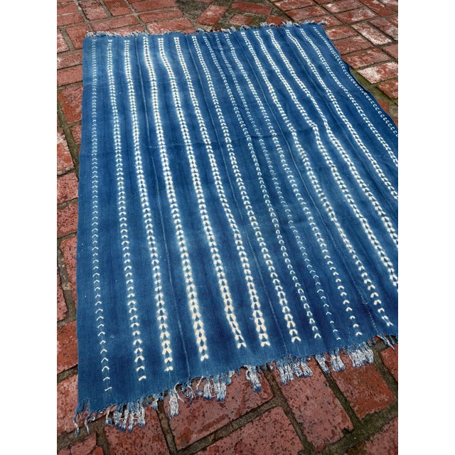 Vintage African Indigo Denim Mudcloth. Hand woven Malian cotton fabric is traditionally hand-dyed by a tribe in West...