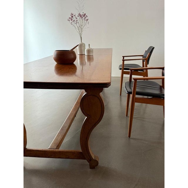 Antique French Monastery Dining Table in Nutwood, 19th Century For Sale - Image 4 of 8