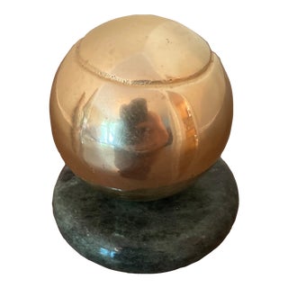 1970s Brass Tennis on Marble Base Paperweight For Sale