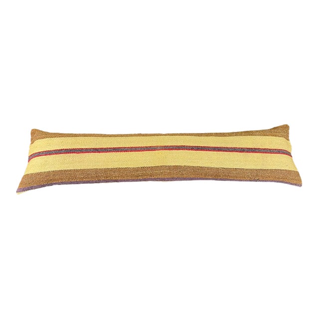 Turkish Hemp Pillow Cushion Natural Beige Brown Cushion Cover 12"x46" For Sale