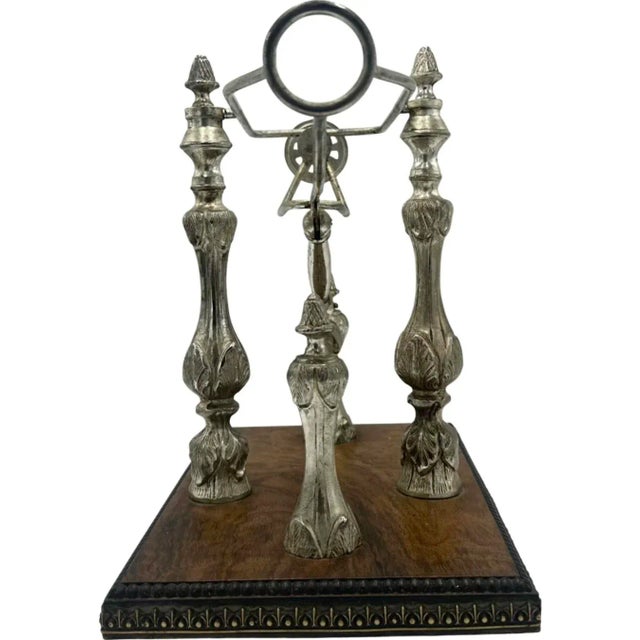 Wood Antique French Mechanical Wine Pourer Silverplate Barware Wine Taster For Sale - Image 7 of 12