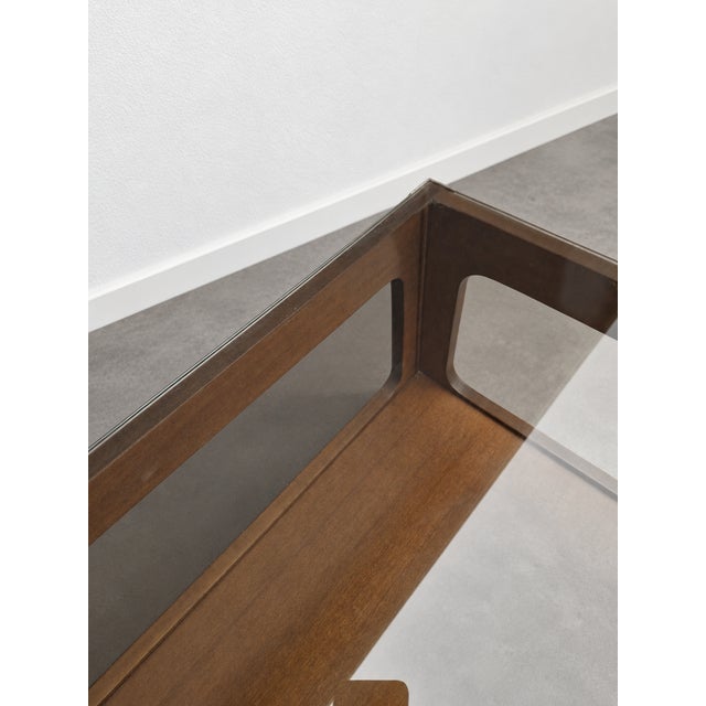 1960s Mid-Century Walnut and Smoked Glass Coffee Table, 1960s For Sale - Image 5 of 8
